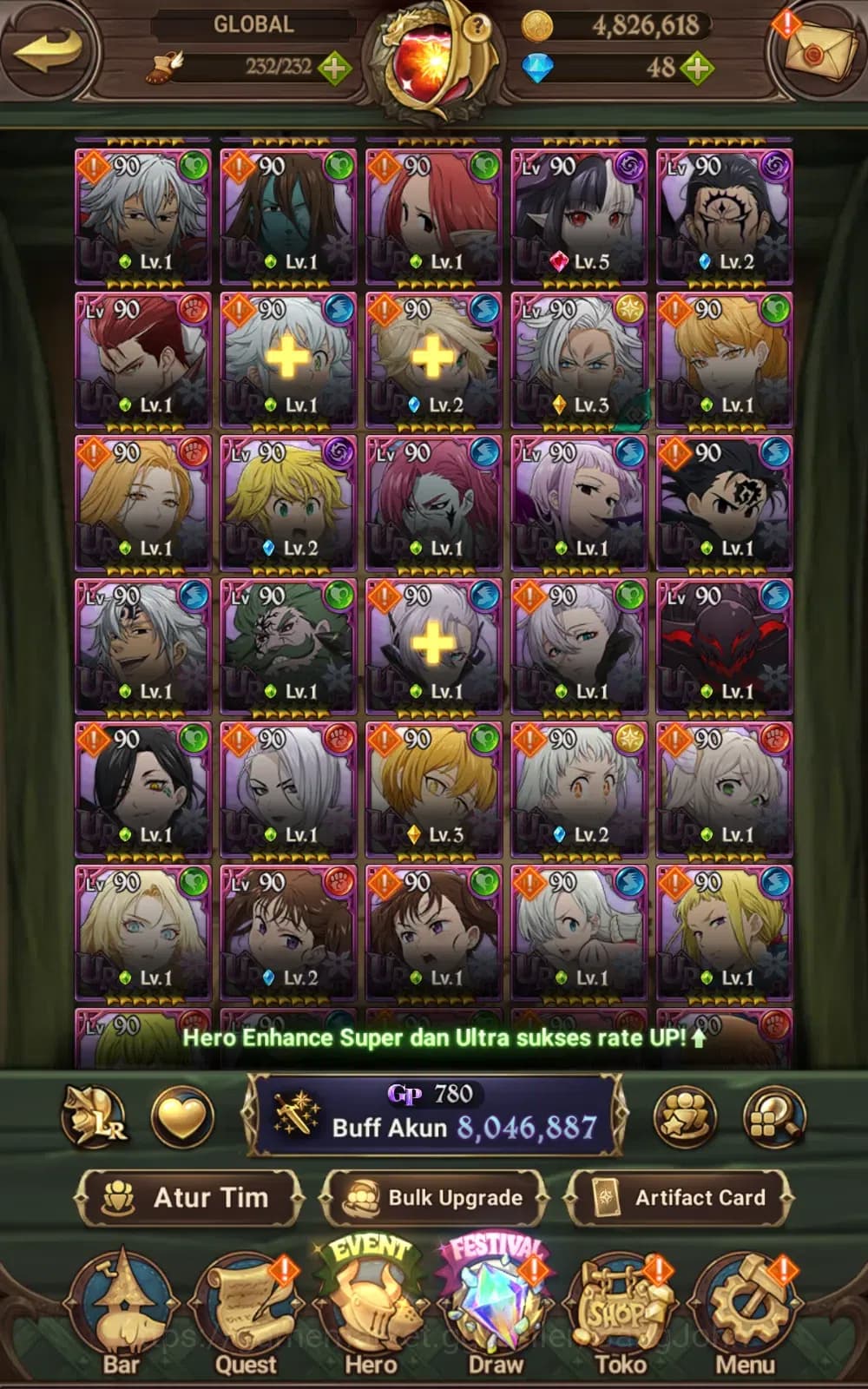 The Seven Deadly Sins: Grand Cross Accounts GLOBAL | 8M CC | 6 LR , 14 UR , 14 Collab | cek SS image 13