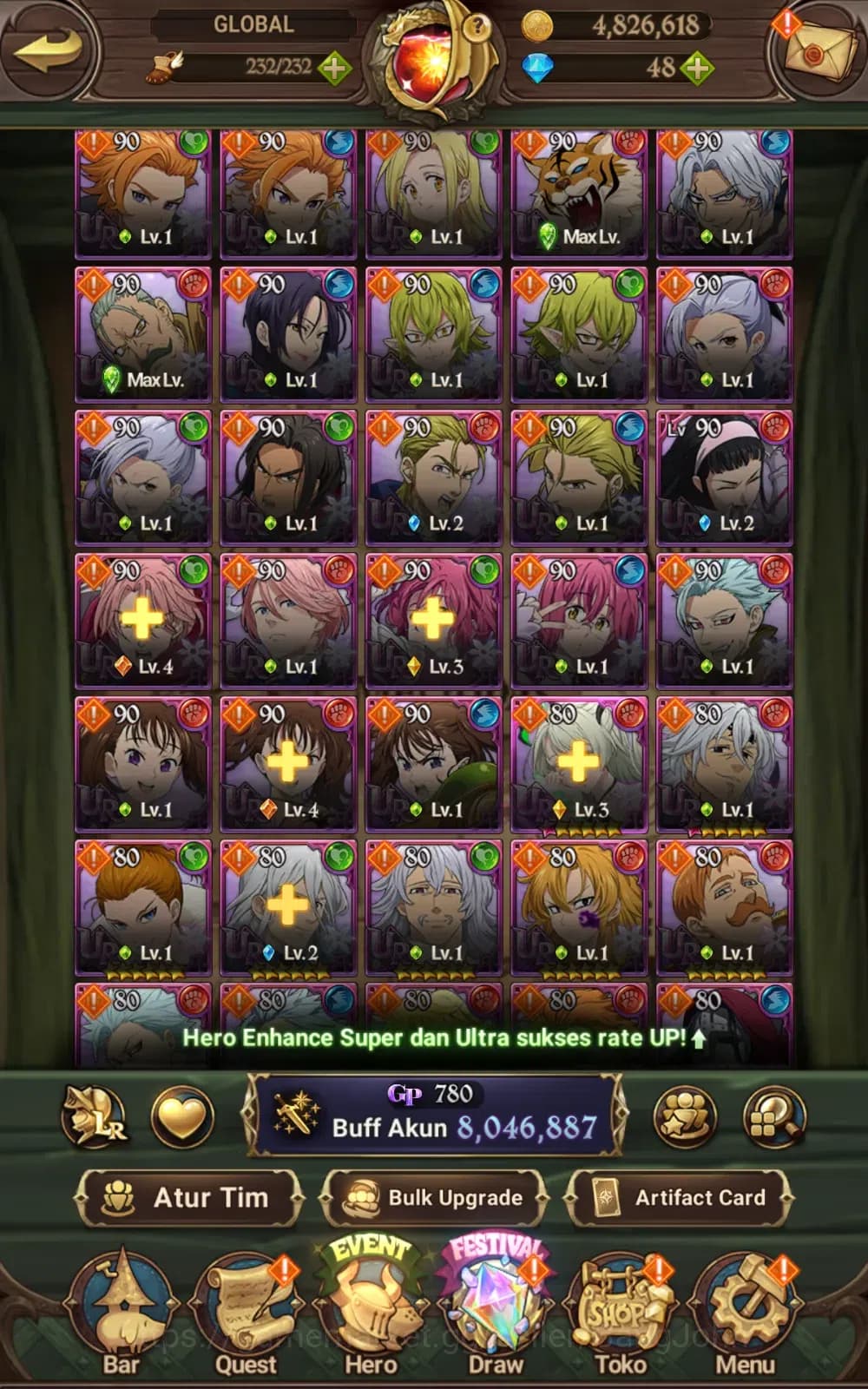 The Seven Deadly Sins: Grand Cross Accounts GLOBAL | 8M CC | 6 LR , 14 UR , 14 Collab | cek SS image 15