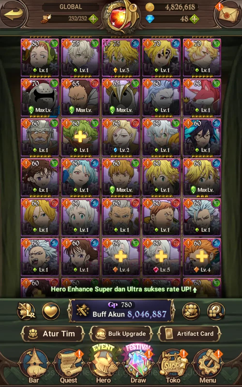 The Seven Deadly Sins: Grand Cross Accounts GLOBAL | 8M CC | 6 LR , 14 UR , 14 Collab | cek SS image 16