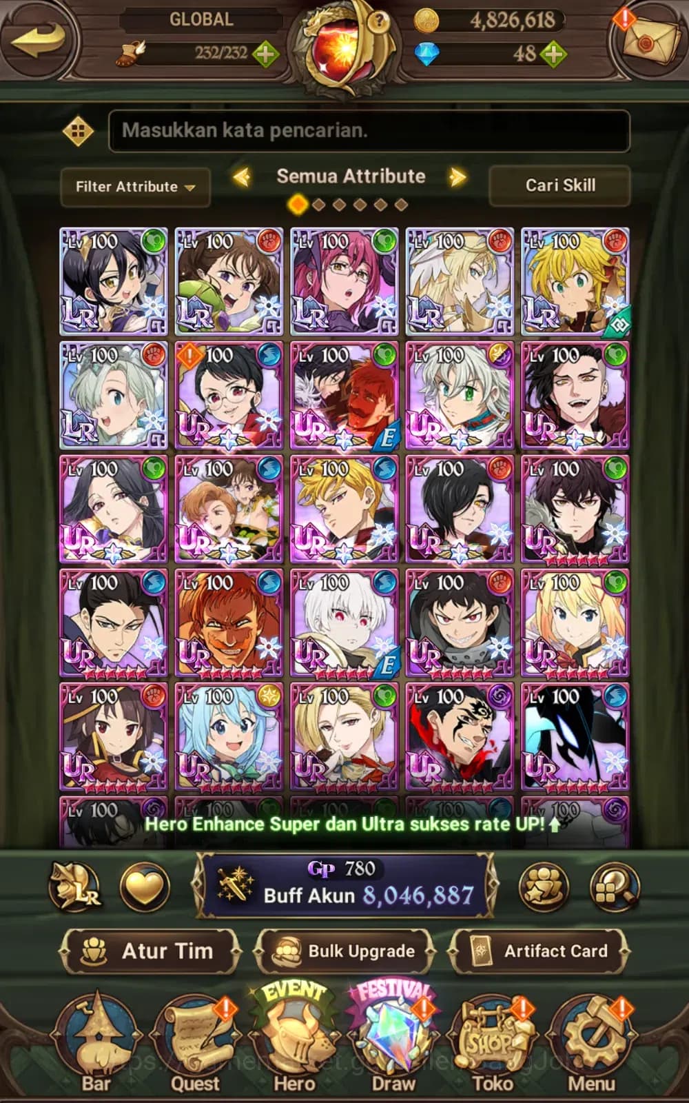 The Seven Deadly Sins: Grand Cross Accounts GLOBAL | 8M CC | 6 LR , 14 UR , 14 Collab | cek SS image 8