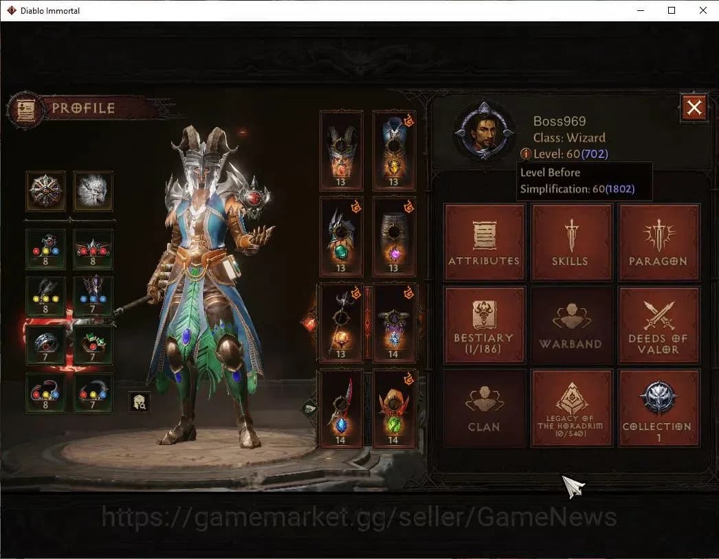 Diablo Immortal Accounts SEA-Verathiel|CS ON|Lv60(702)|Wizard|CR 40K|Reso 4 image 4