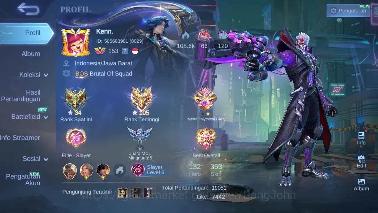 Mobile Legends: Bang Bang Accounts GLOBAL Hero 132 Skin 353 | KOF Karina | Sanrio Flo image 17