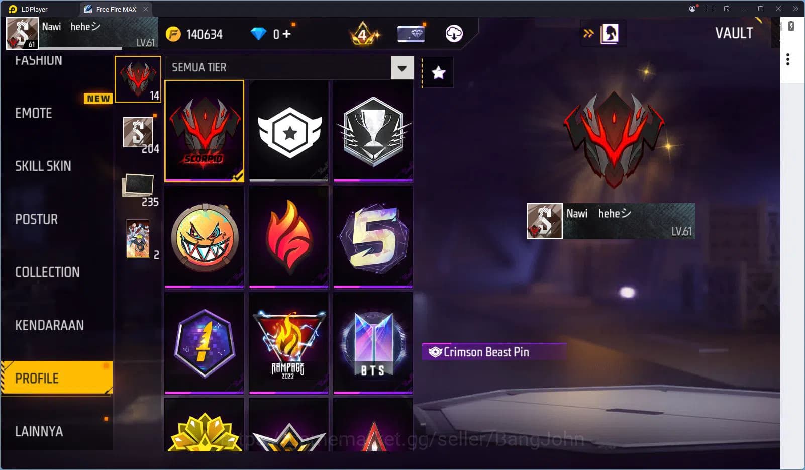 Free Fire Accounts Indonesia Vault 303 | Blueblock Bundle | Jiraiya B image 11