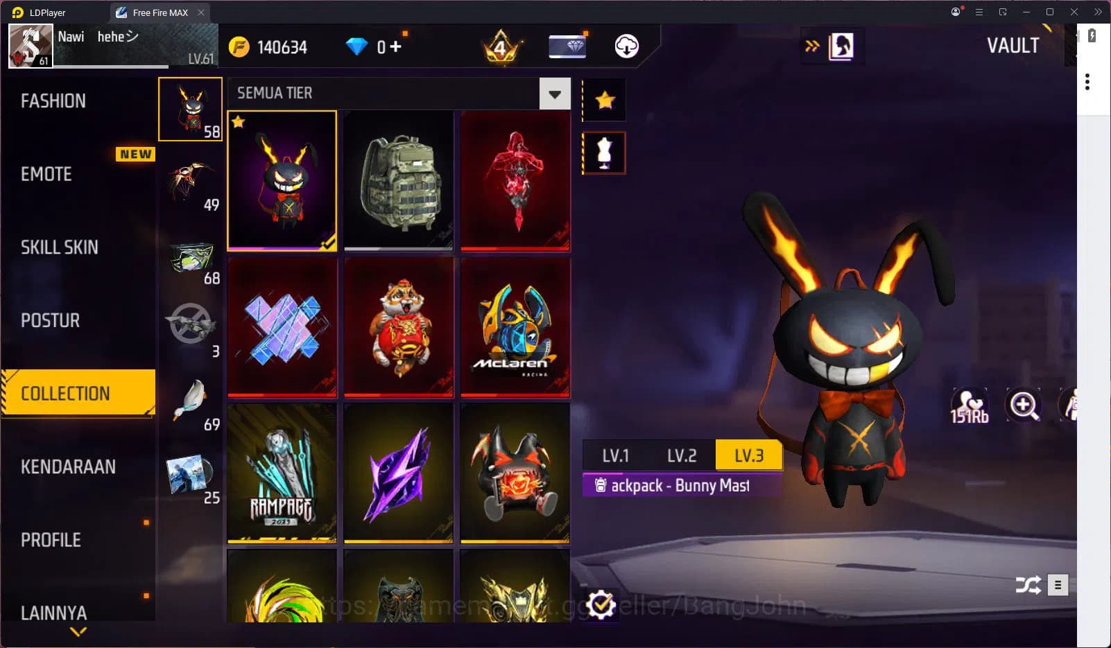Free Fire Accounts Indonesia Vault 303 | Blueblock Bundle | Jiraiya B image 13