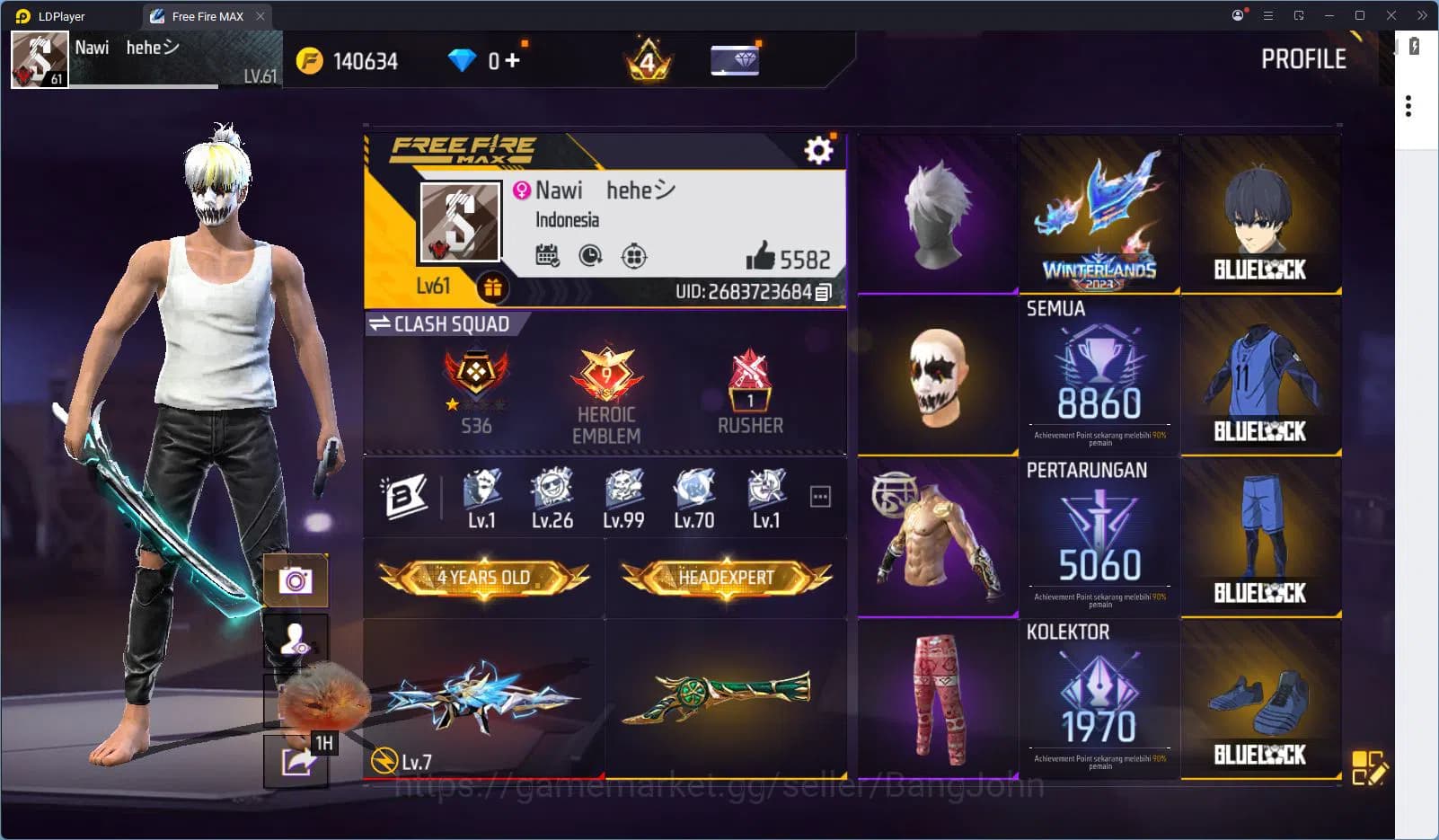 Free Fire Accounts Indonesia Vault 303 | Blueblock Bundle | Jiraiya B image 17
