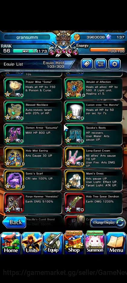 Grand Summoners Accounts Global|Rank 56|5 Ascend| Ultimate Paladin Roy,Sunr image 12