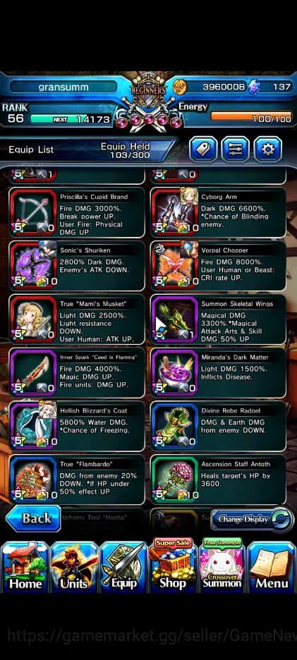 Grand Summoners Accounts Global|Rank 56|5 Ascend| Ultimate Paladin Roy,Sunr image 13