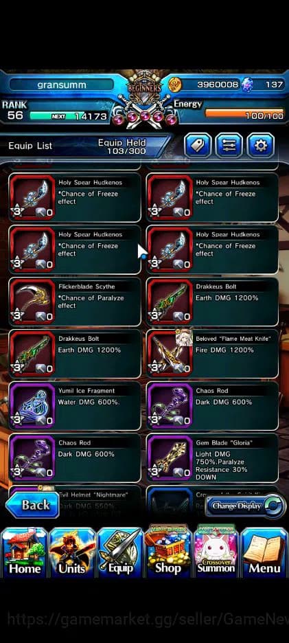 Grand Summoners Accounts Global|Rank 56|5 Ascend| Ultimate Paladin Roy,Sunr image 8