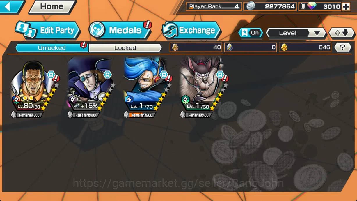 One Piece Bounty Rush Accounts GLOBAL | EX1 | max 1 | Shanks, Borsalino, van Gerg image 2