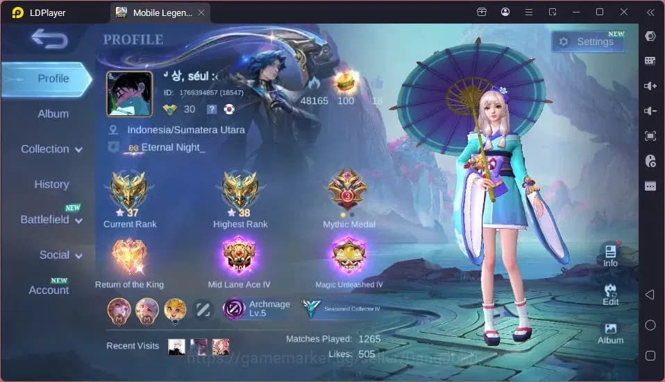 Mobile Legends: Bang Bang Accounts GLOBAL Hero 44 Skin 81 |Gaara|Epic Valir,Nana|Dt image 1