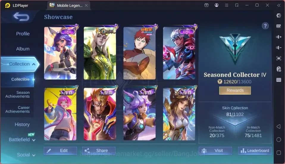 Mobile Legends: Bang Bang Accounts GLOBAL Hero 44 Skin 81 |Gaara|Epic Valir,Nana|Dt image 2