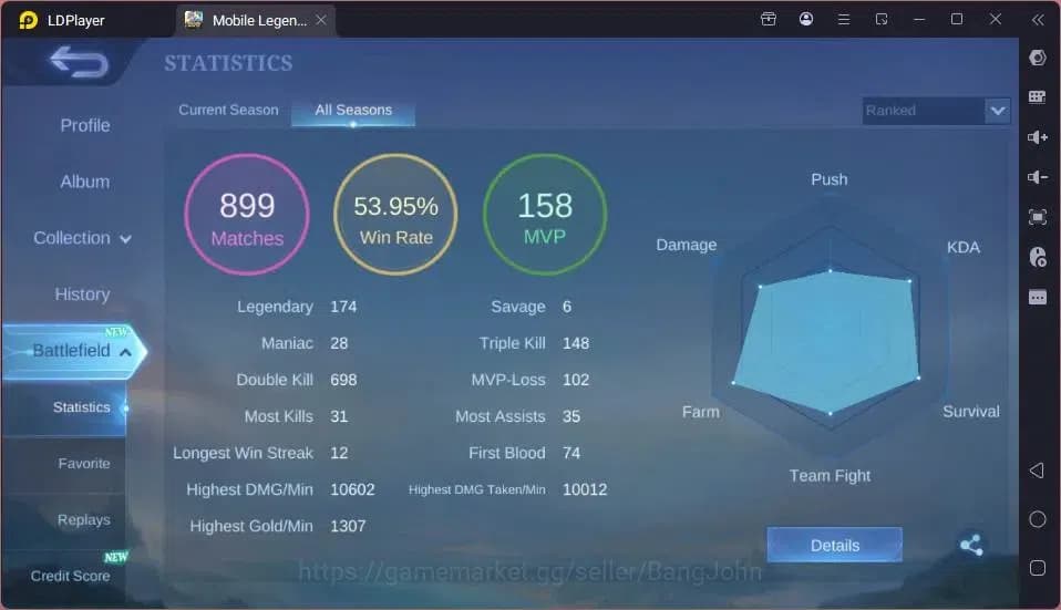 Mobile Legends: Bang Bang Accounts GLOBAL Hero 44 Skin 81 |Gaara|Epic Valir,Nana|Dt image 3
