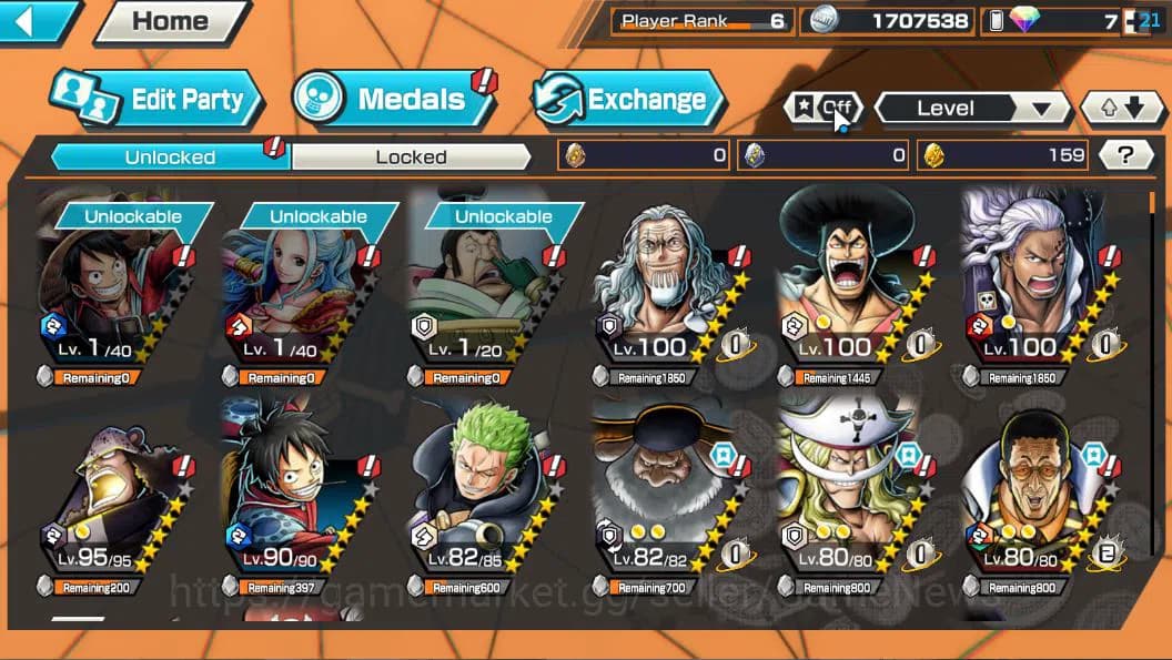 One Piece Bounty Rush Accounts Global|6 EX| T5E St.Jaygarcia Saturn,AM Sword Kiza image 5
