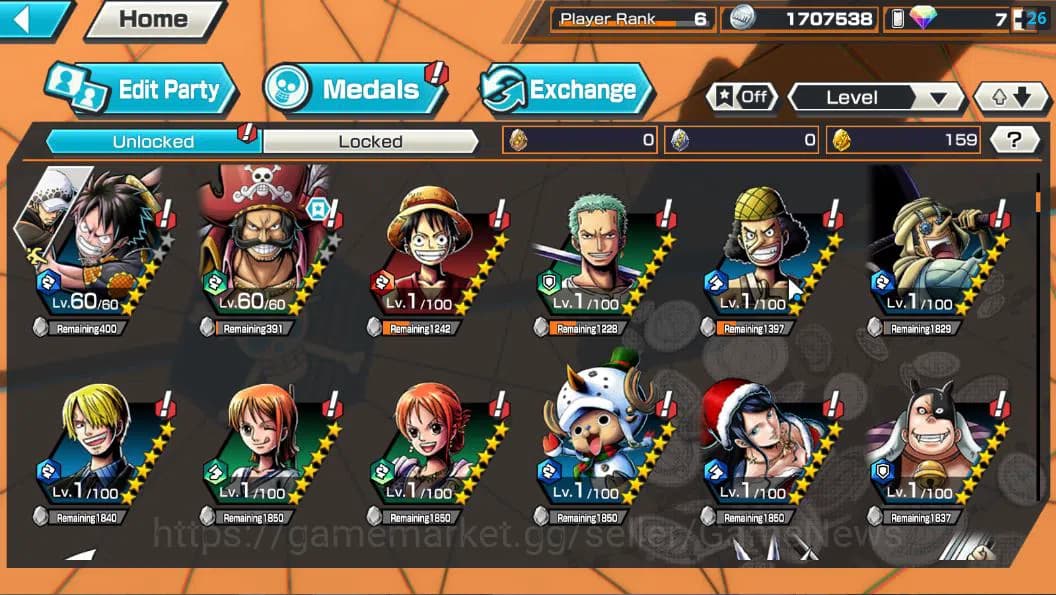 One Piece Bounty Rush Accounts Global|6 EX| T5E St.Jaygarcia Saturn,AM Sword Kiza image 6