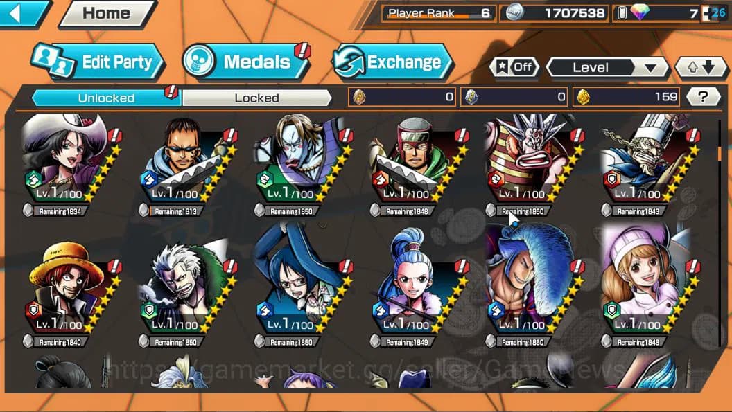 One Piece Bounty Rush Accounts Global|6 EX| T5E St.Jaygarcia Saturn,AM Sword Kiza image 7