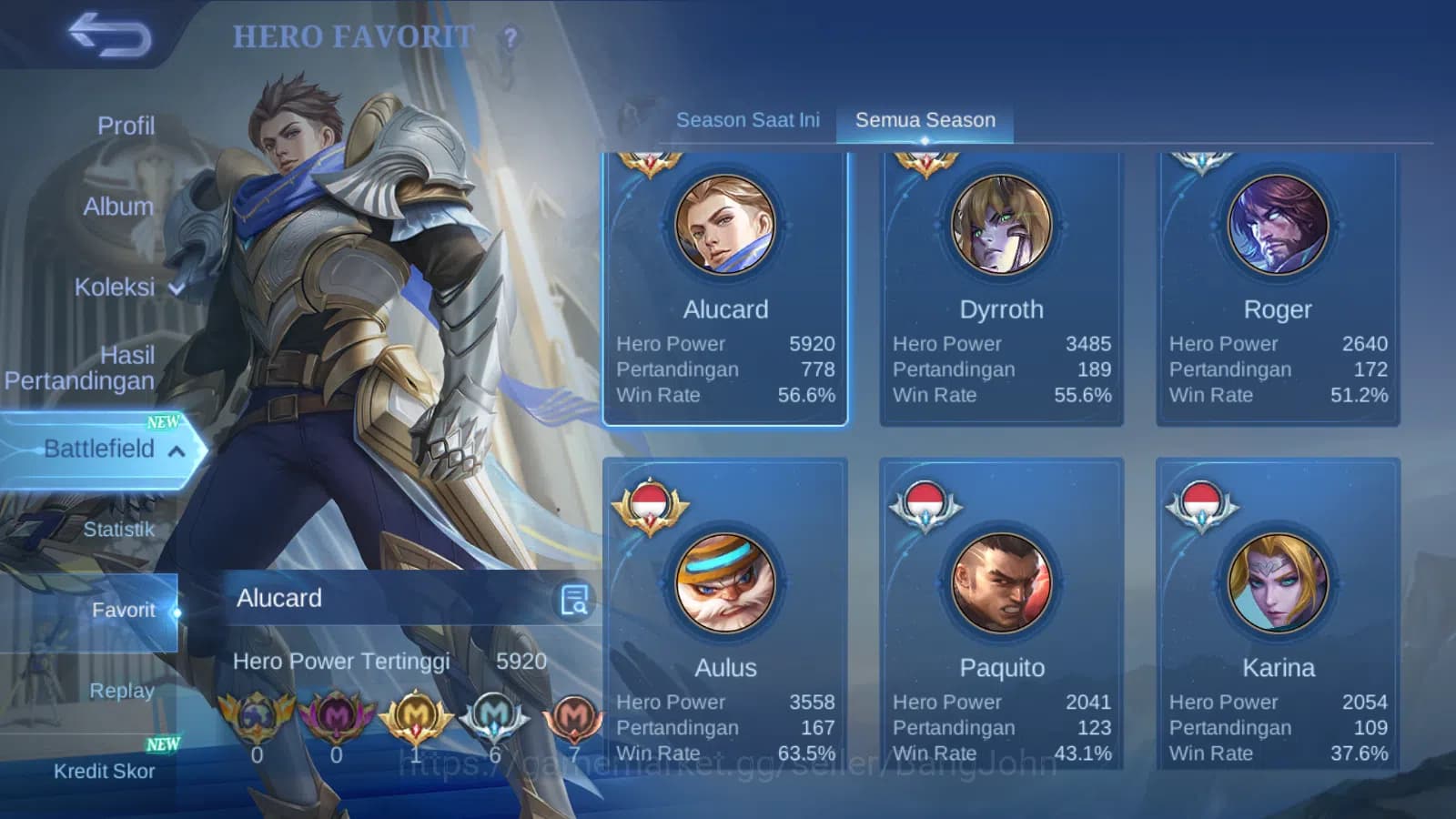 Mobile Legends: Bang Bang Accounts Hero 85 | Skin 119 | Lightborn Alucard | Dtamer Va image 15