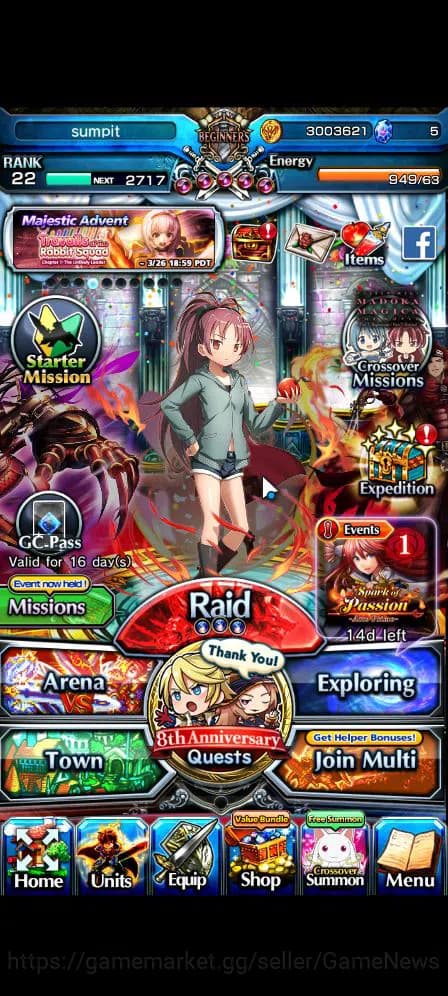 Grand Summoners Accounts Global|Rank 22|Starter|4 Ascend| Kyoko Sakura+TW,V image 1