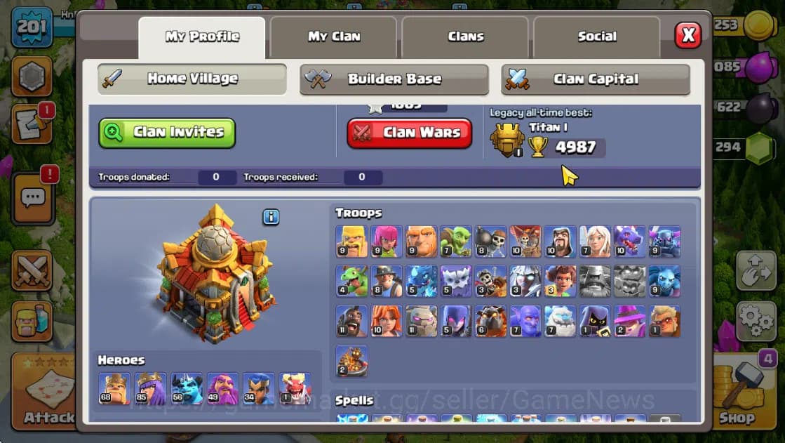 Clash of Clans Accounts TH 16-BH 9|LV 201|HH 10|BK 68,AQ 85,GW 49,MP 56,RC image 2