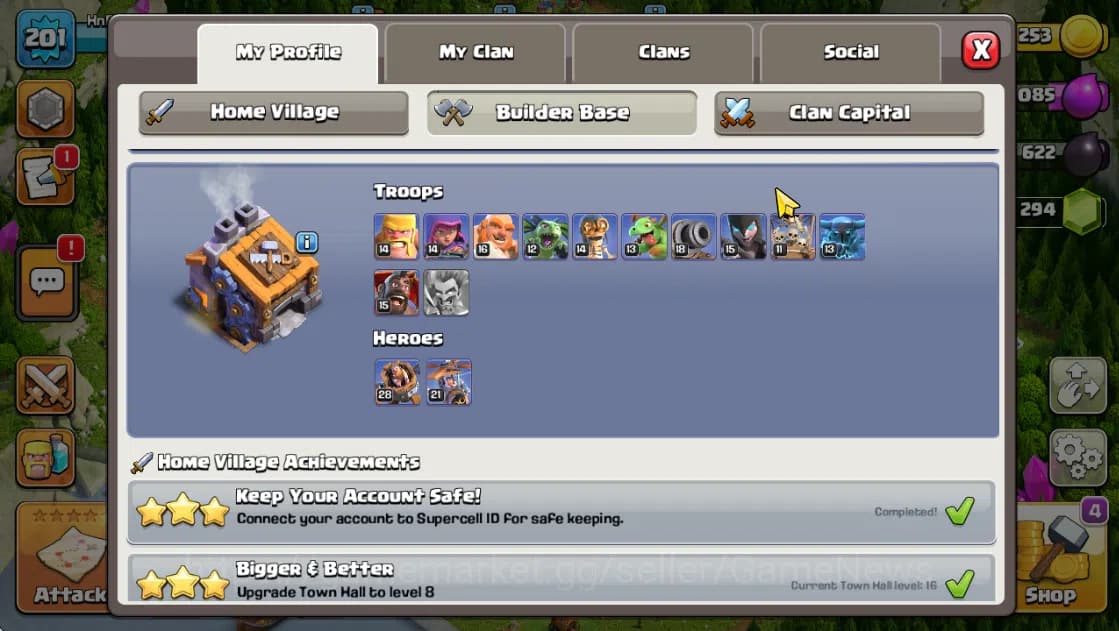 Clash of Clans Accounts TH 16-BH 9|LV 201|HH 10|BK 68,AQ 85,GW 49,MP 56,RC image 4
