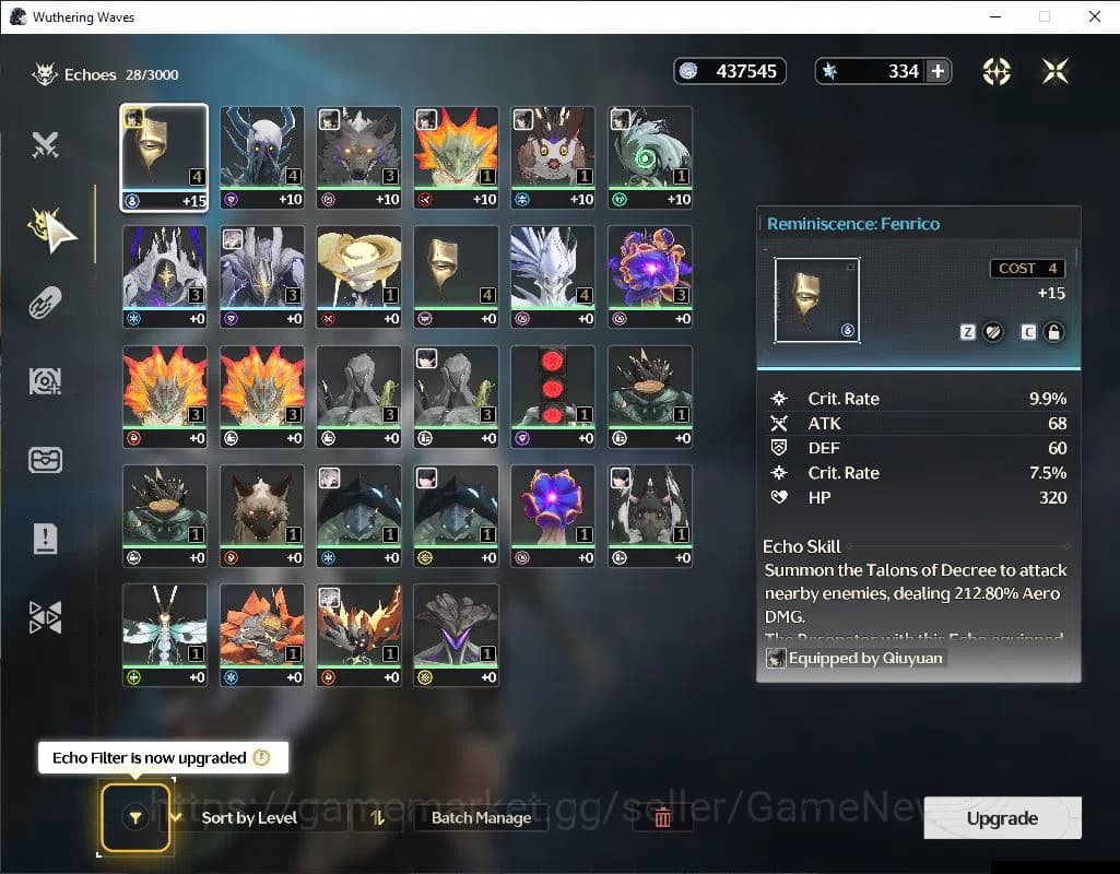 Wuthering Waves Accounts SEA | UL 21 | 1 Limited | Qiuyuan | MC Male | Data image 11