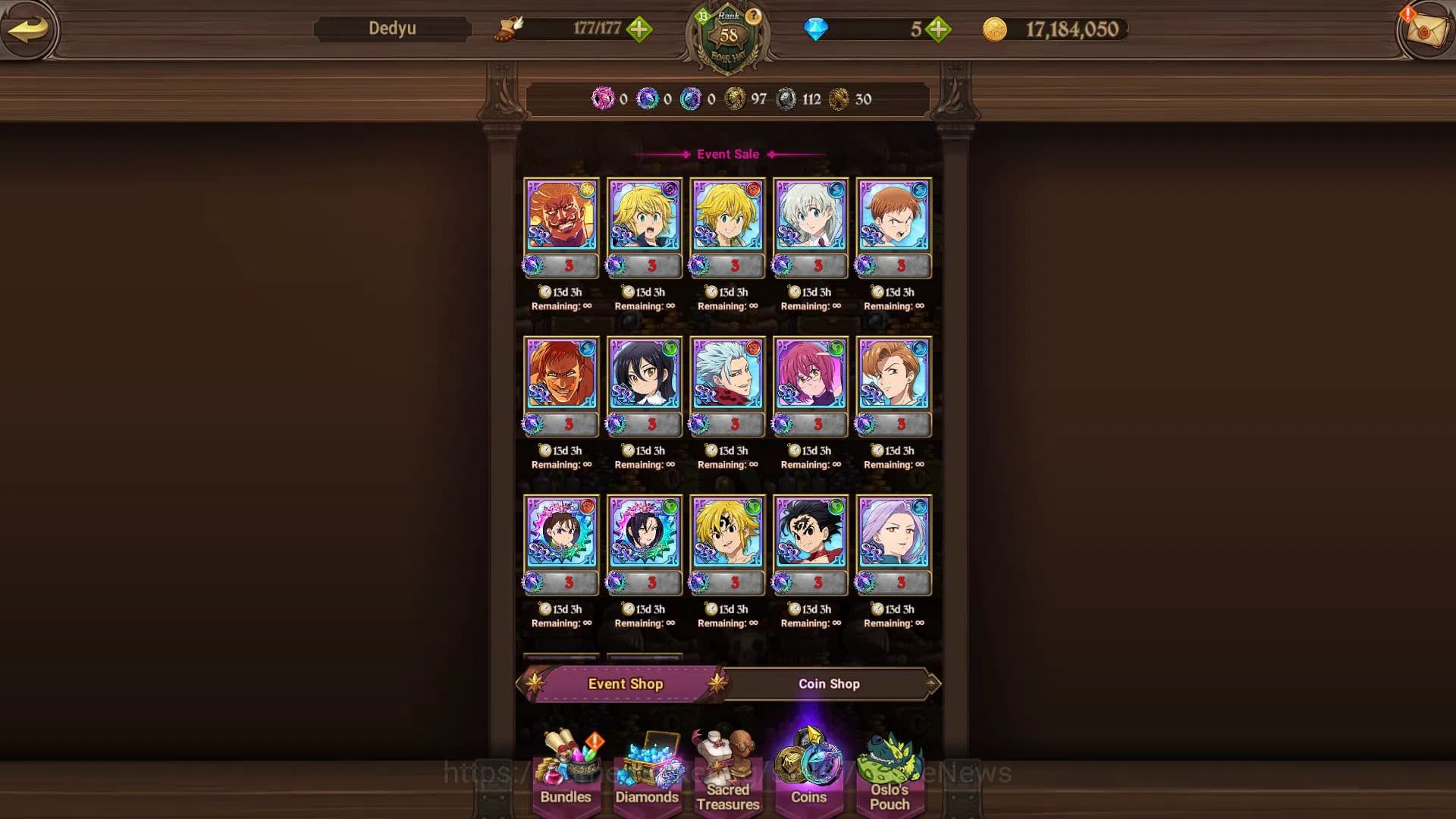 The Seven Deadly Sins: Grand Cross Accounts Global|1 M CC|Starter Ch4|5 UR| Meresca, Oppressor image 9
