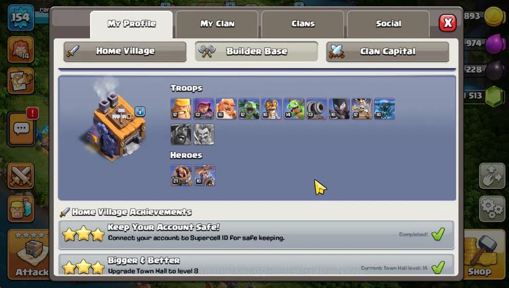 Clash of Clans Accounts TH 14-BH 8|LV 154|Limited Skin|HH 8|BK 58,AQ 70,GW image 11
