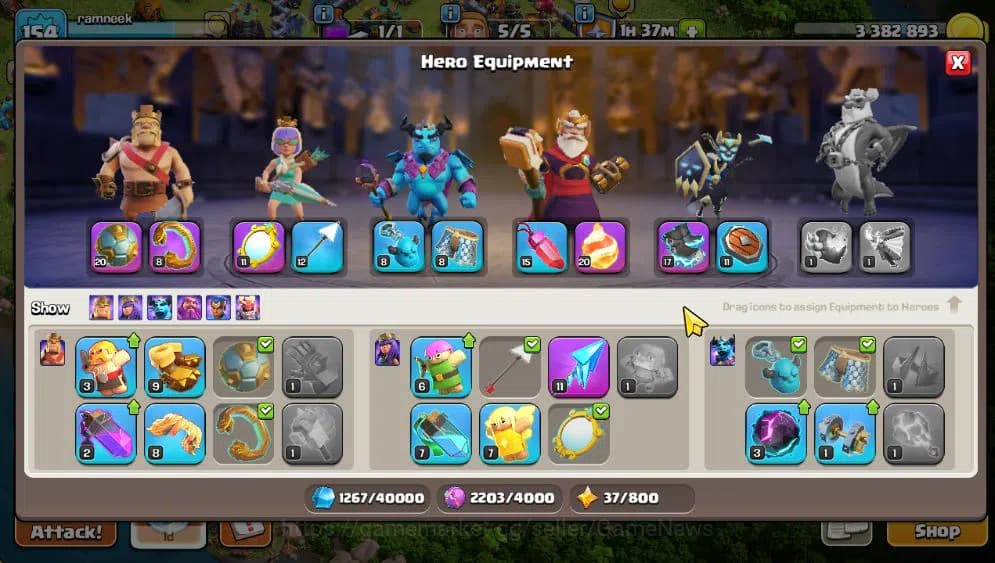 Clash of Clans Accounts TH 14-BH 8|LV 154|Limited Skin|HH 8|BK 58,AQ 70,GW image 7