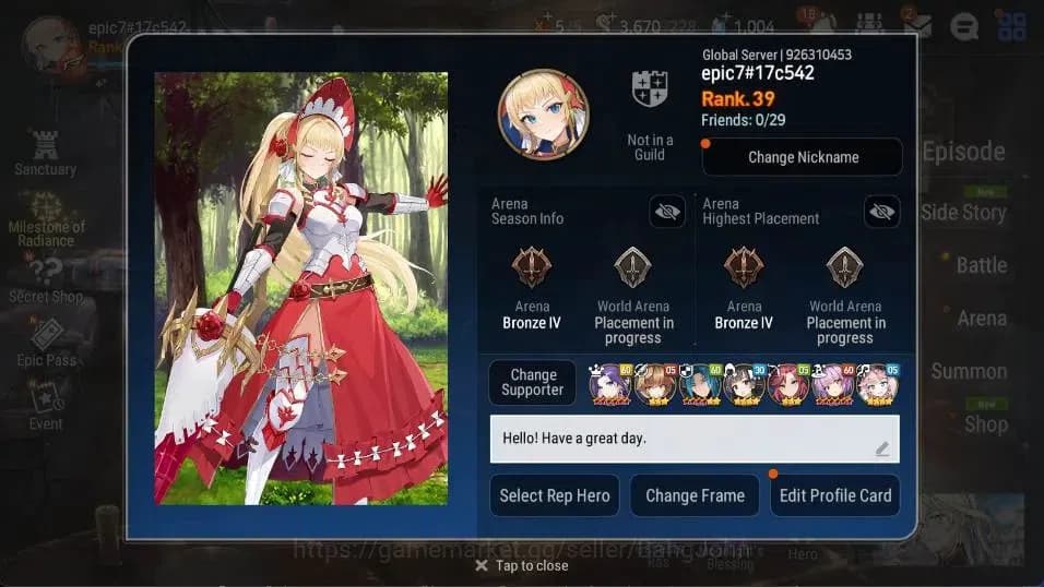 Epic Seven Accounts Global | 3 ML(Lionheart Cermia,A Yufine,BW Iseria) image 1