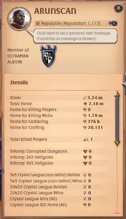 Albion Online Accounts ASIA | 2,18M Total Fame - 5,24M Silver | T8 Ore Mi image 1