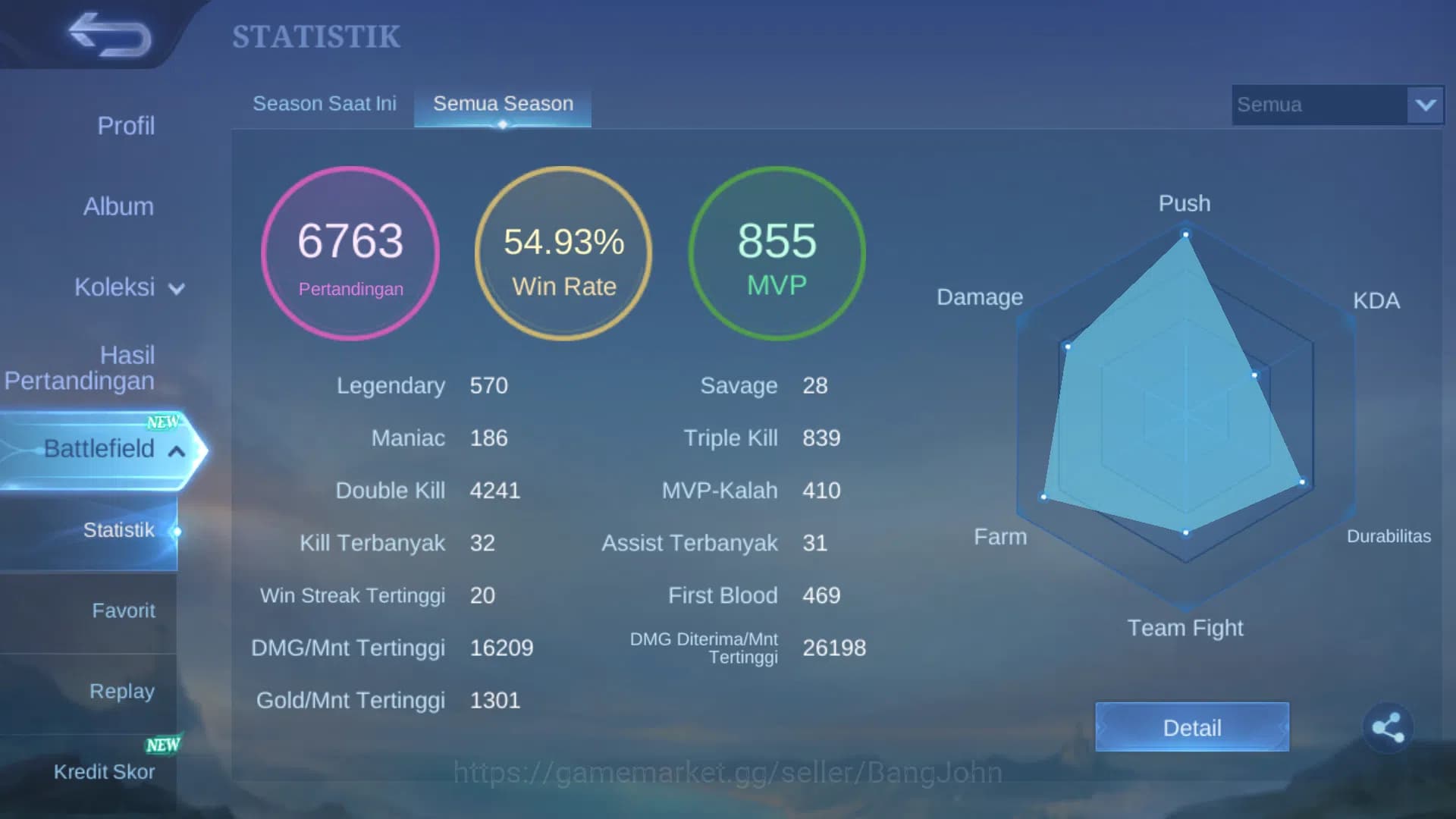 Mobile Legends: Bang Bang Accounts Hero 131|Skin 377|Legend Johnson|Aspirants Change| image 2