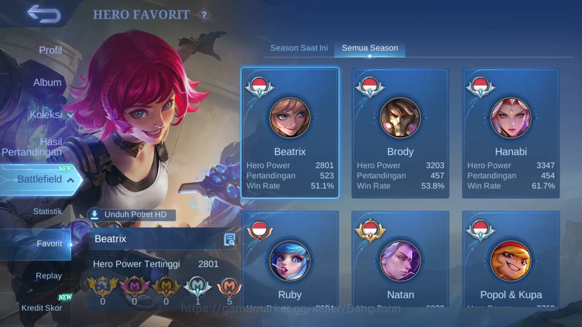 Mobile Legends: Bang Bang Accounts Hero 131|Skin 377|Legend Johnson|Aspirants Change| image 3
