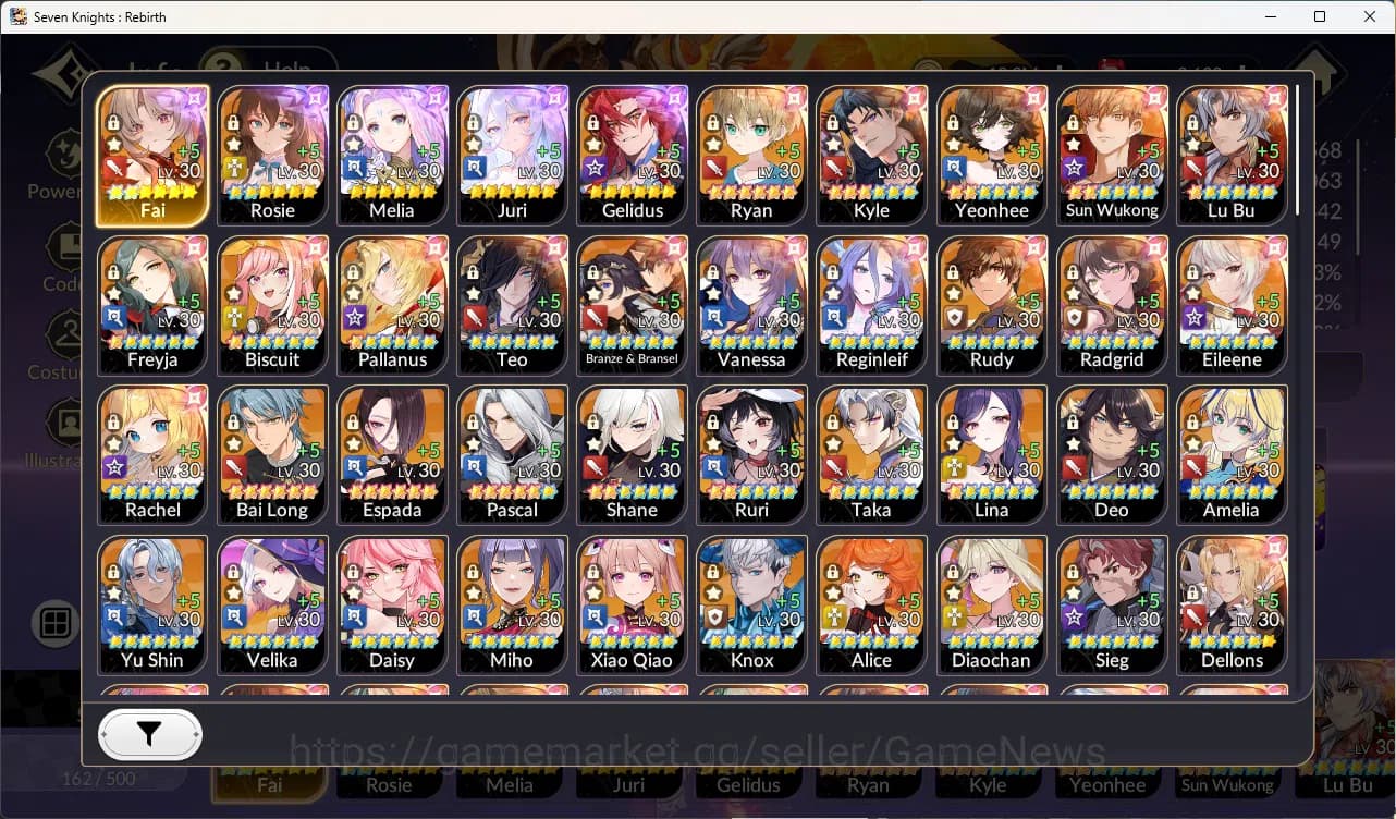 Seven Knights Re:Birth Accounts GLOBAL SEA|Full ex-7k[FaiTC2,RosieTC2,Melia,Juri,G image 1