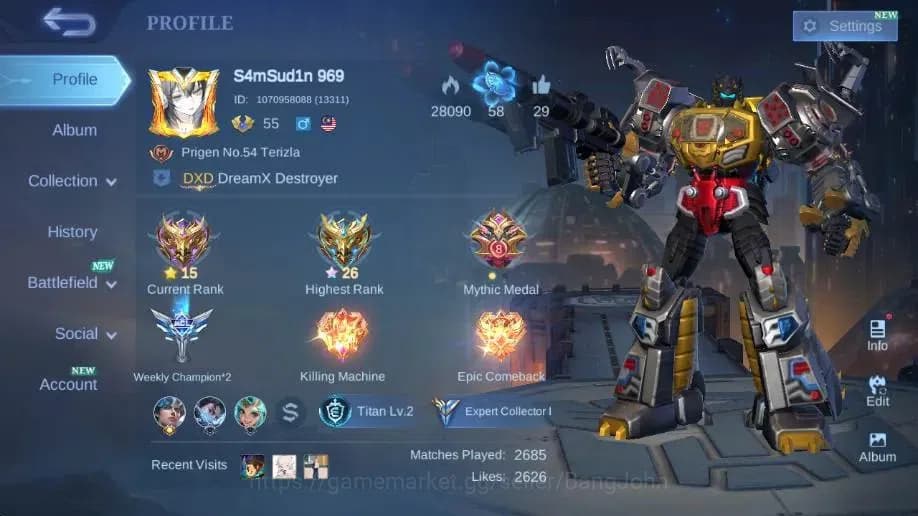 Mobile Legends: Bang Bang Accounts Global|Hero 103 Skin 192|Expert|CC Natalia|KOF Kar image 1