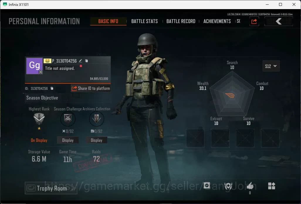 Arena Breakout Accounts Mobile | Lvl 30 | SV 6.6M | CV 3.4M | Decree LR-A image 1
