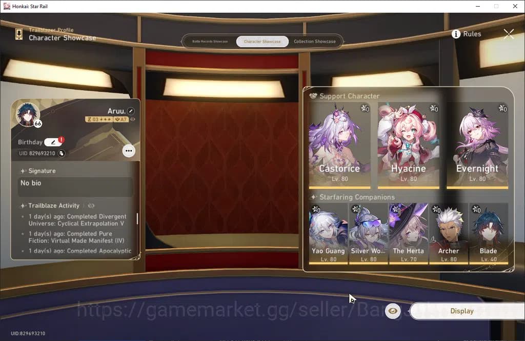 Honkai Star Rail Accounts ASIA TL66 12 Limit: Castorice M7 Evernight+Sign Hy image 1
