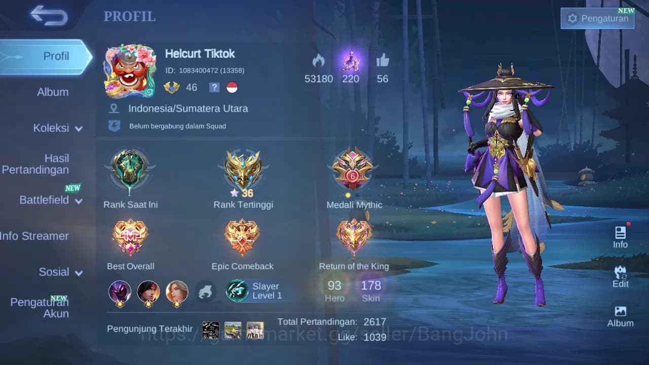 Mobile Legends: Bang Bang Accounts GLOBAL Hero 93 Skin 178 Luckybox Fanny Karrie | KO image 15