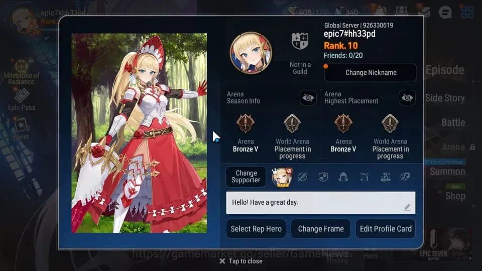 Epic Seven Accounts GLOBAL|UnVerif|New Meta Salome, Lone Crescent Bell image 2