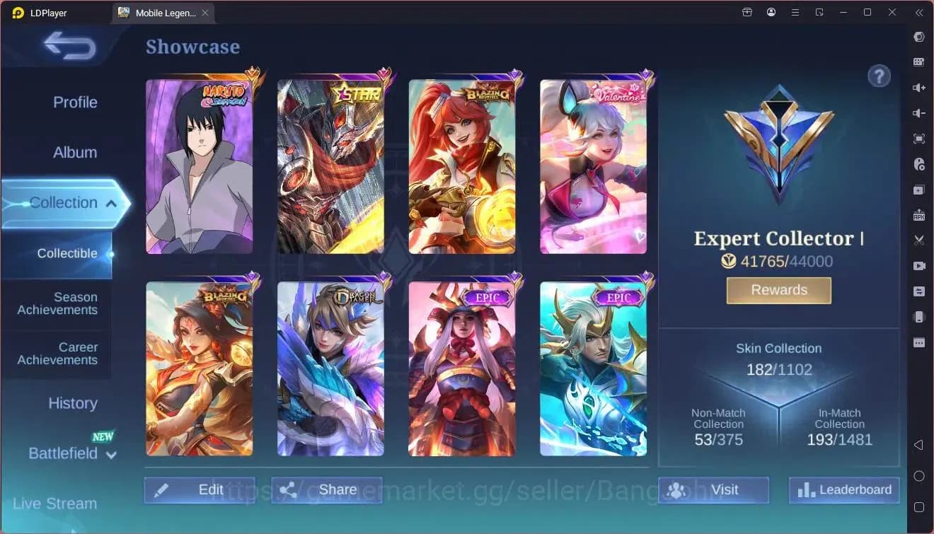 Mobile Legends: Bang Bang Accounts GLOBAL Hero 112 Skin 182|Sasuke|Gara|ANN Haya|Vale image 2