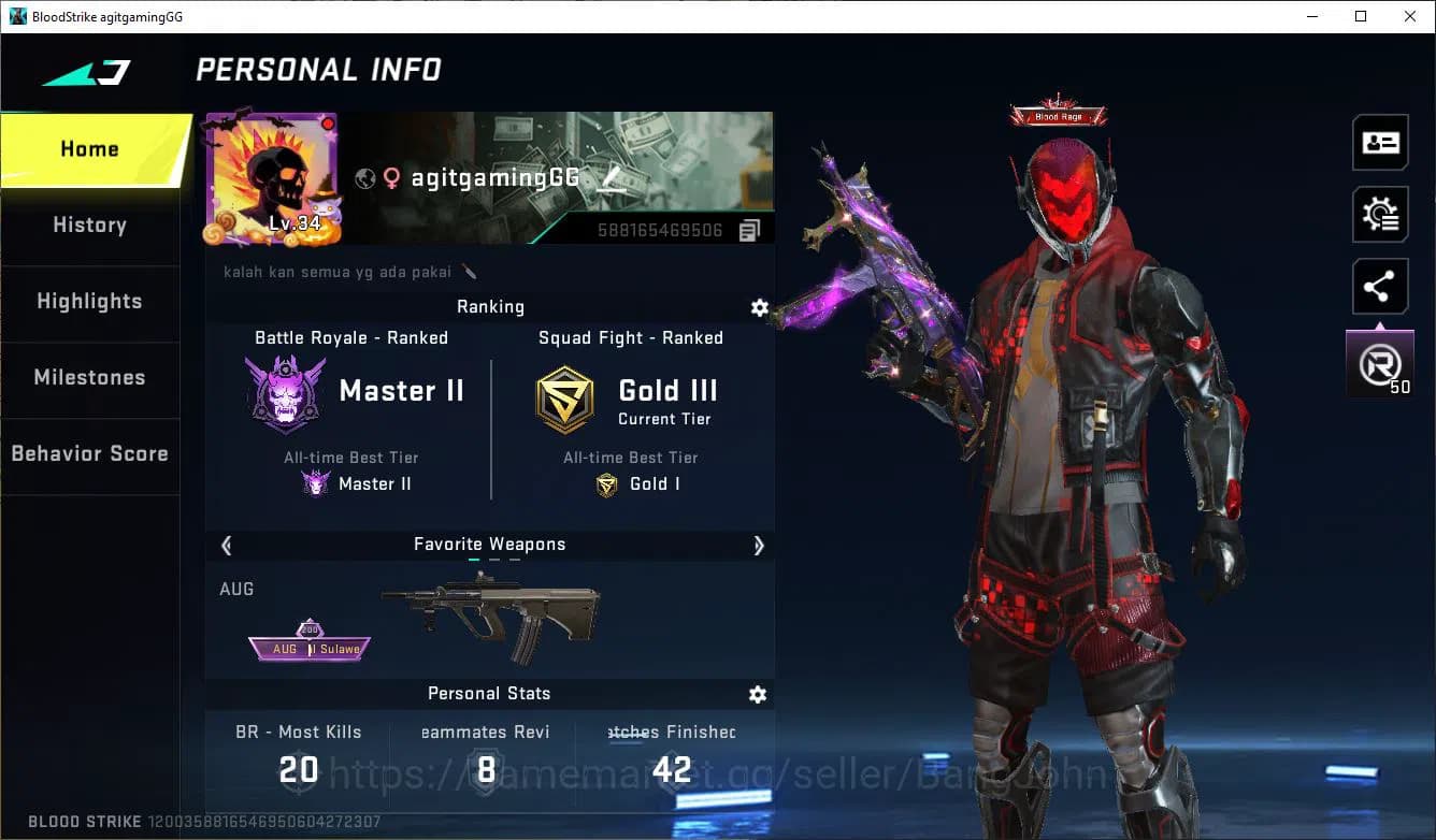 Blood Strike Accounts ASIA||ULTRA=THALON KNIFE,UMP45,AR97,SCAR,INP-9,ORI image 13