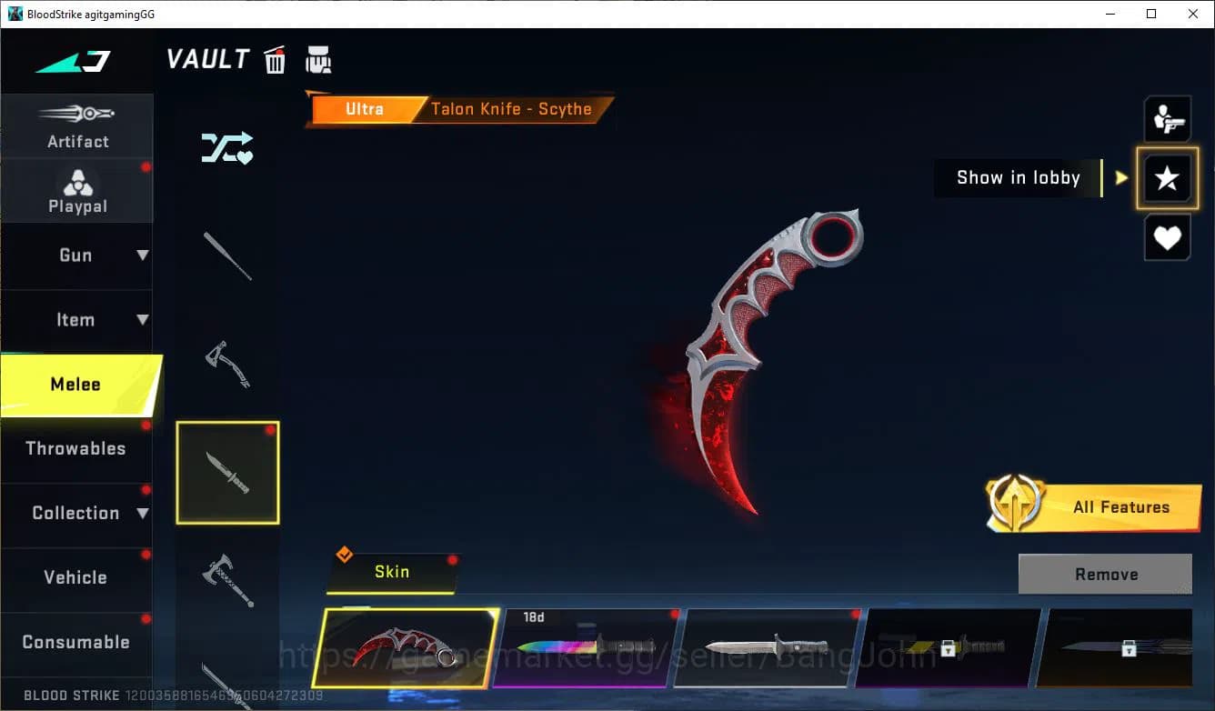 Blood Strike Accounts ASIA||ULTRA=THALON KNIFE,UMP45,AR97,SCAR,INP-9,ORI image 3