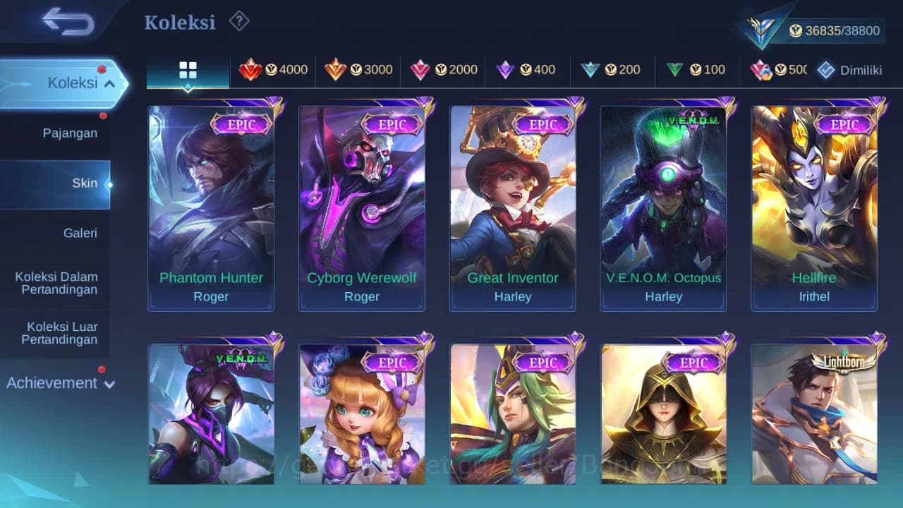 Mobile Legends: Bang Bang Accounts GLOBAL Hero 126 Skin 183 KOF Karina | CC Natalia | image 4
