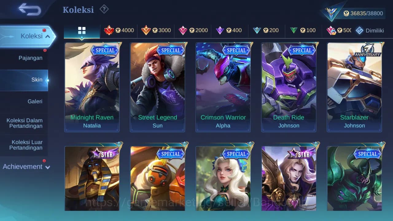 Mobile Legends: Bang Bang Accounts GLOBAL Hero 126 Skin 183 KOF Karina | CC Natalia | image 7