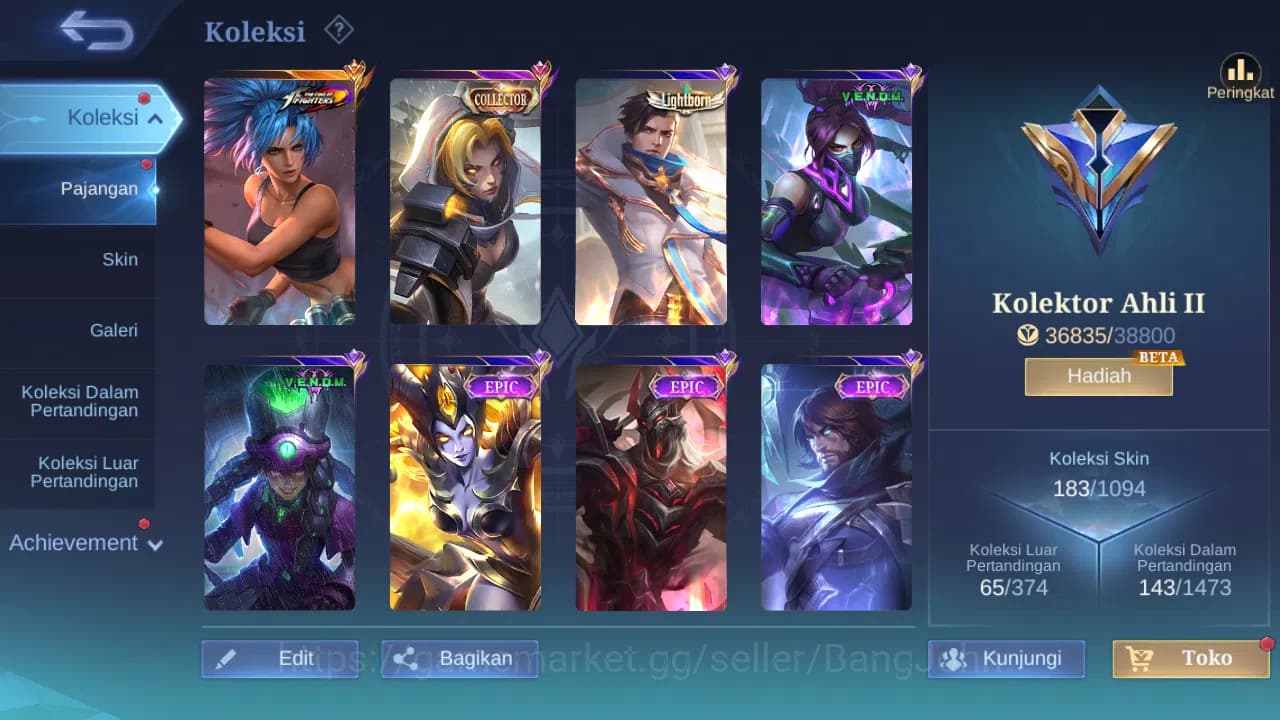 Mobile Legends: Bang Bang Accounts GLOBAL Hero 126 Skin 183 KOF Karina | CC Natalia | image 9