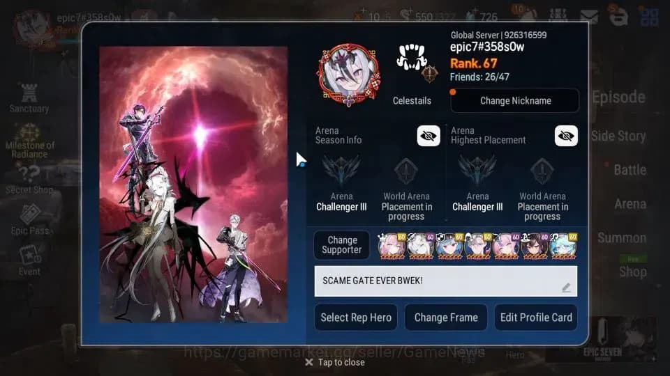 Epic Seven Accounts GLOBAL Unverif|17 ML (NM Luna,WOTM Tenebria,Salome image 2