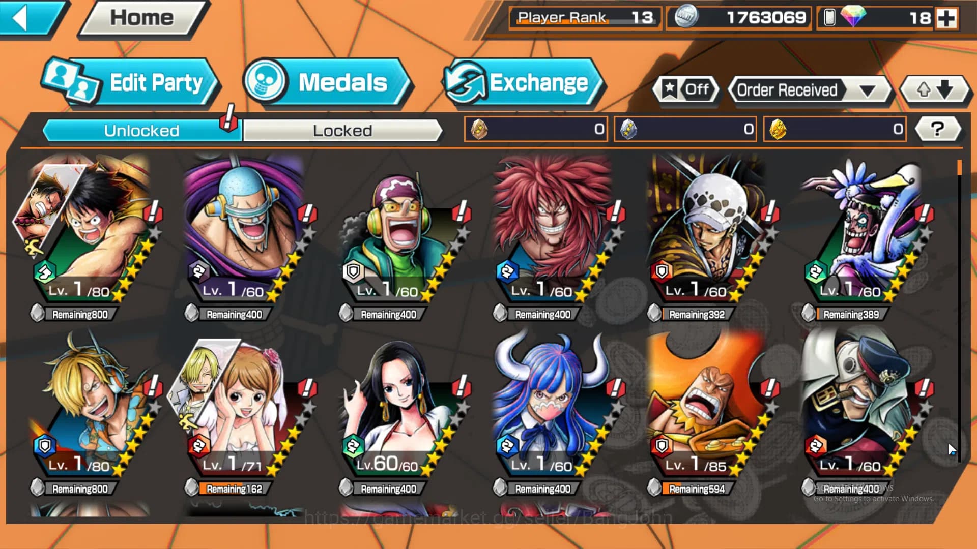 One Piece Bounty Rush Accounts GLOBAL | EX4 | max 5 | kuzan, Borsalino, Kuma and image 3