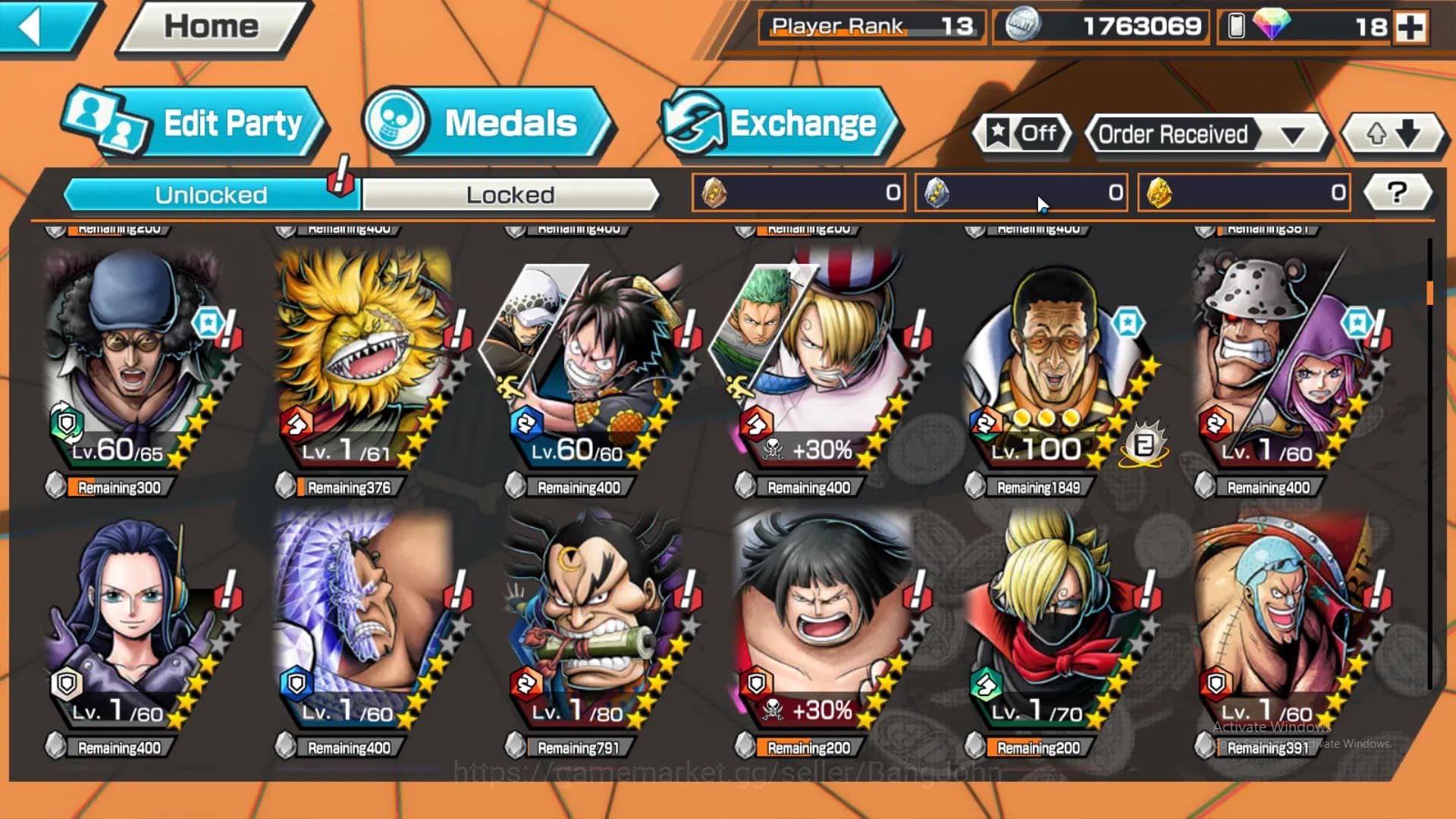 One Piece Bounty Rush Accounts GLOBAL | EX4 | max 5 | kuzan, Borsalino, Kuma and image 5