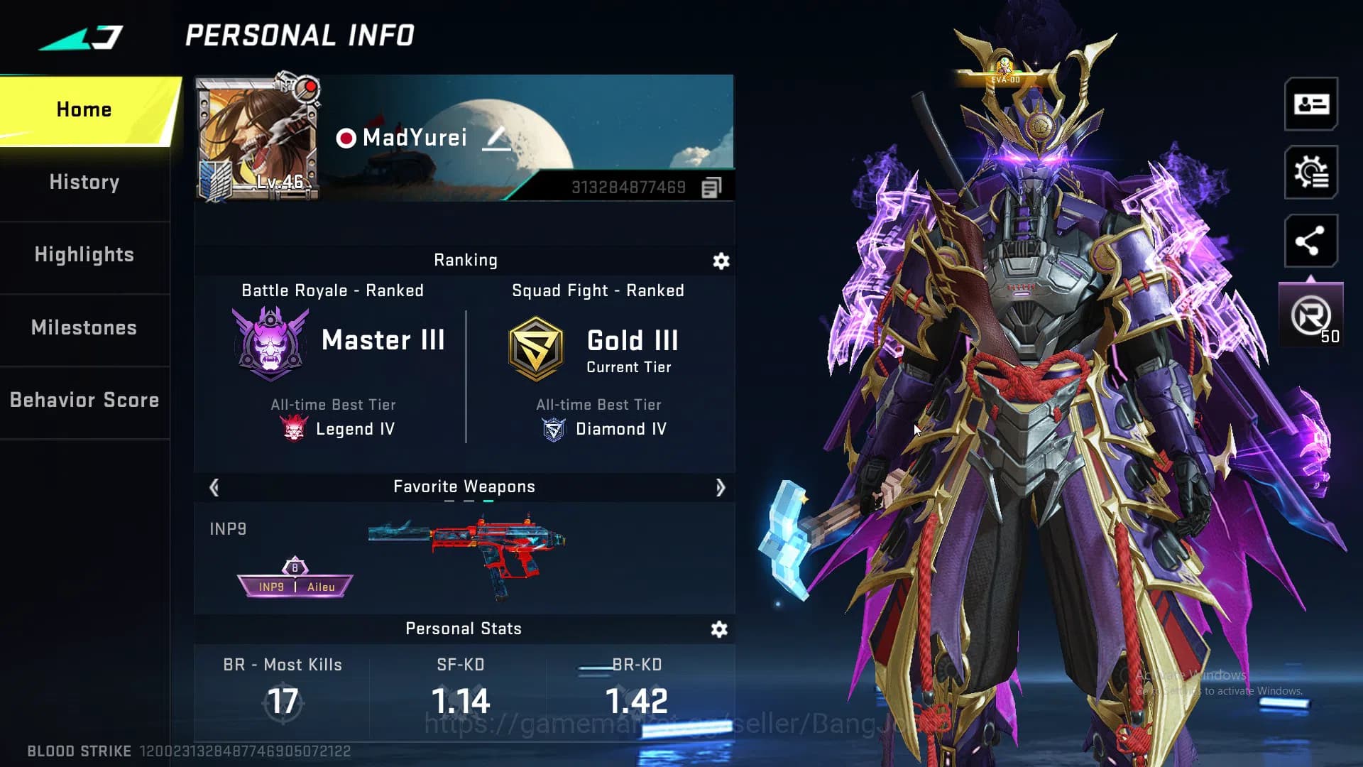 Blood Strike Accounts ASIA |LIMITED=BTFLY KNIFE|ULTRA=ONE HANDED AXE|COL image 1