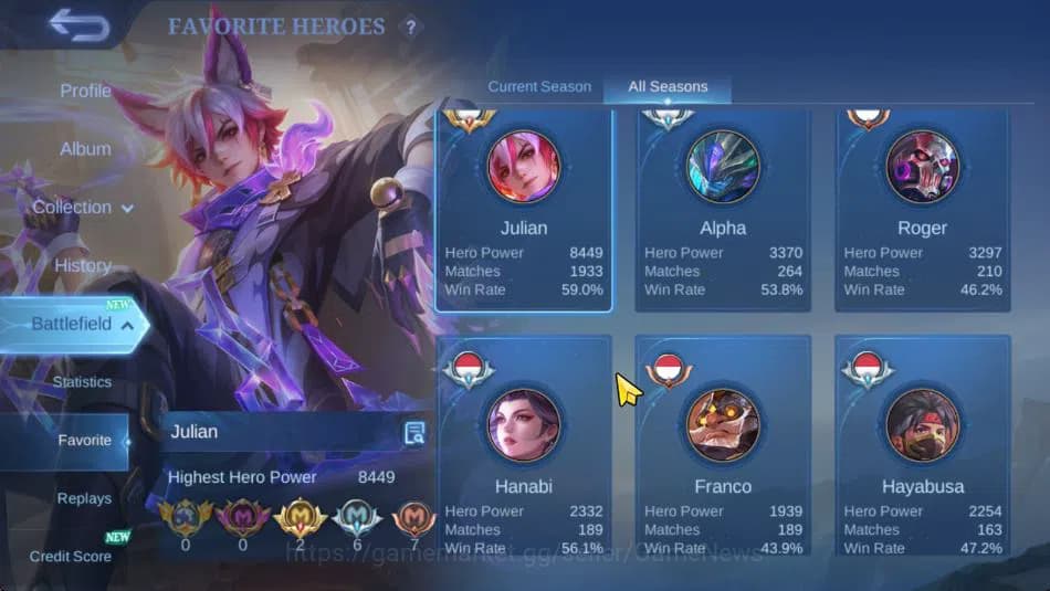 Mobile Legends: Bang Bang Accounts Hero 115|Skin 187|High Immo 111|Prime Granger,LB G image 14