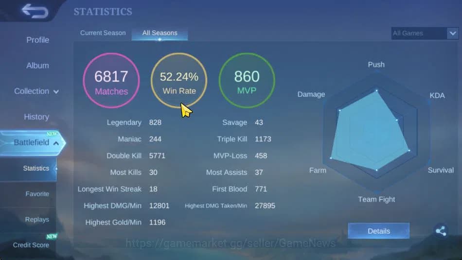 Mobile Legends: Bang Bang Accounts Hero 115|Skin 187|High Immo 111|Prime Granger,LB G image 15