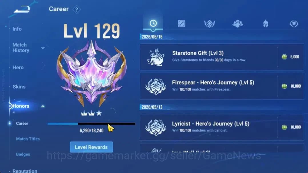 Honor of Kings Accounts Hero111 Skin72|Limited(Li Bai),Legend(Yao),GM(GunM image 7